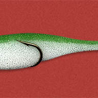 Рыбка Поролоновая Контакт 10см на двойнике бело-зелен.  (20шт)
