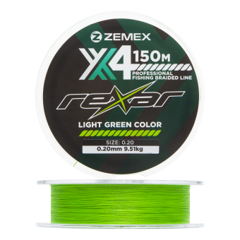 Шнур плетеный Zemex Rexar X4 0,20мм 150м (light green)