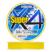 Шнур плетеный Duel Hardcore Super X4 #3,0 0,30мм 150м (hi-vis yellow)