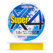 Шнур плетеный Duel Hardcore Super X4 #1,0 0,17мм 200м (hi-vis yellow)