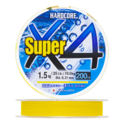 Шнур плетеный Duel Hardcore Super X4 #1,5 0,21мм 200м (hi-vis yellow)
