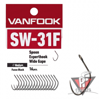 Крючки одинарные Vanfook SW-31F, Fusso Black, #8, 50 шт