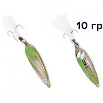 Блесна GT-BIO Racing Boat Evolutional Version 10g, белый+люминисцентный-зеленый