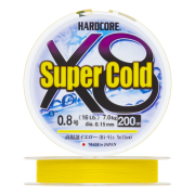 Шнур плетеный Duel Hardcore Super Cold X8 #0,8 0,15мм 200м (hi-vis yellow)