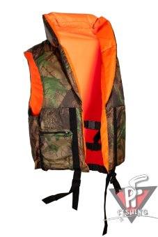 Жилет спасательный Двусторонний ПР цвет Оранжевый/Лес ткань Оксфорд