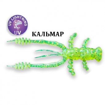 Силиконовая приманка Crazy Fish Crayfish 3" 34-75-20-6 кальмар цв. kiwi (киви)