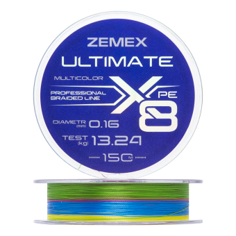 Шнур плетеный Zemex Ultimate X8 0,16мм 150м (multicolor)