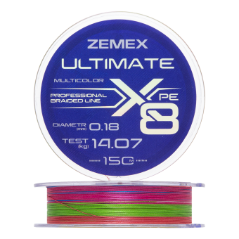 Шнур плетеный Zemex Ultimate X8 0,18мм 150м (multicolor)