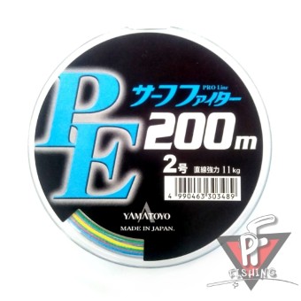 Плетеный шнур Yamatoyo PE Surf Fighter х4, #1.5, 200 м, многоцветный