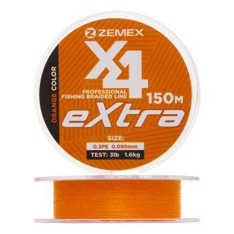 Шнур плетеный Zemex Extra X4 #0,3 0,090мм 150м (orange)