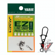 Застежки с вертлюгом Yarie №524 Rolling Swivel With EZ Line Snap, #0, 22 Lb, black