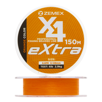 Шнур плетеный Zemex Extra X4 #0,6 0,128мм 150м (orange)