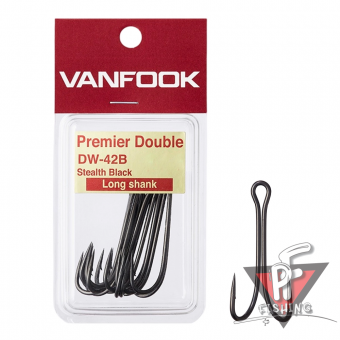 Крючки двойные Vanfook Premier Double DW-42B Long Shank, #2/0, Stealth Black