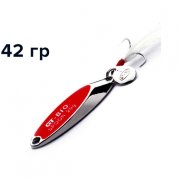 Блесна GT-BIO Super Bevel c мухой, 7.5см, 42гр, серебро с красным