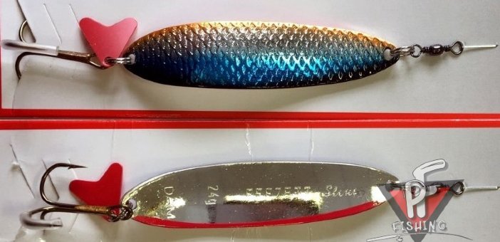 Блесна EFFZETT SLIM Original Colors 24гр - медь/серебро с красной полосой