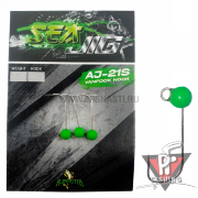 Джиг-головки вольфрамовые AjiMaster Sea Jig, 1.4 г, #8, зеленый