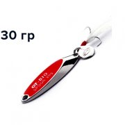 Блесна GT-BIO Super Bevel c мухой, 7.1см, 30гр, серебро с красным