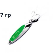 Блесна GT-BIO Super Bevel c мухой, 5 см, 7гр, серебро с  зеленым