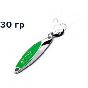 Блесна GT-BIO Super Bevel c мухой, 7.1см, 30гр, серебро с зеленым